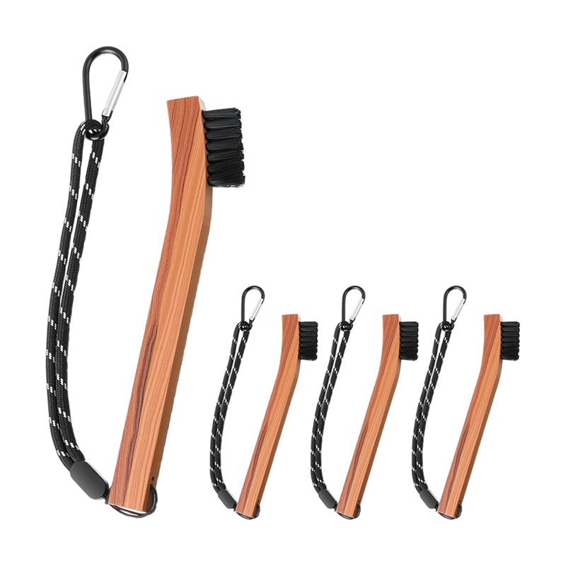 Golf Equipment For Sale - แปรงทำความสะอาดร่องไม้กอล์ฟ 4 ชิ้น พร้อมเชือกและตัวล็อคโลหะ อุปกรณ์เสริมสำหรับทำความสะอาดไม้กอล์ฟ