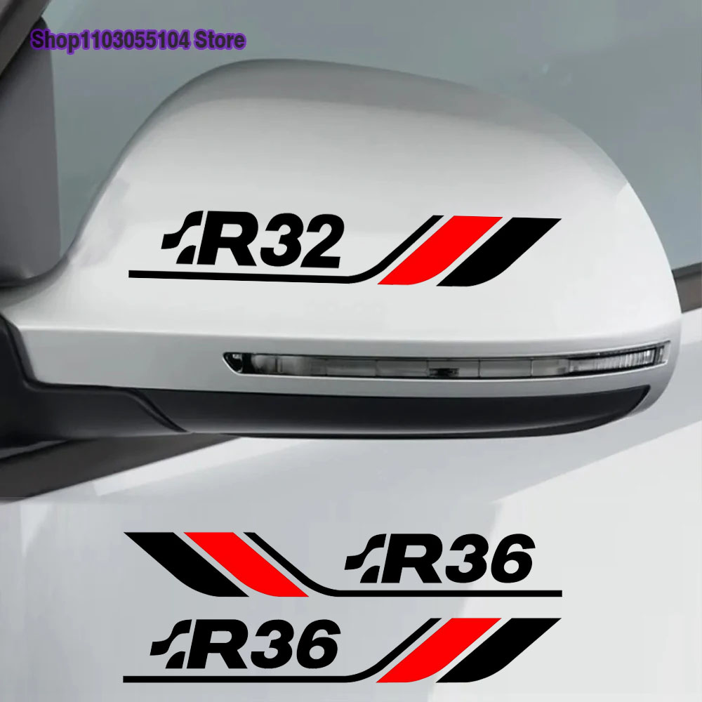 Golf Equipment Used - สติ๊กเกอร์ไวนิลติดกระจกมองหลังรถยนต์ 2 ชิ้น สำหรับ VW R