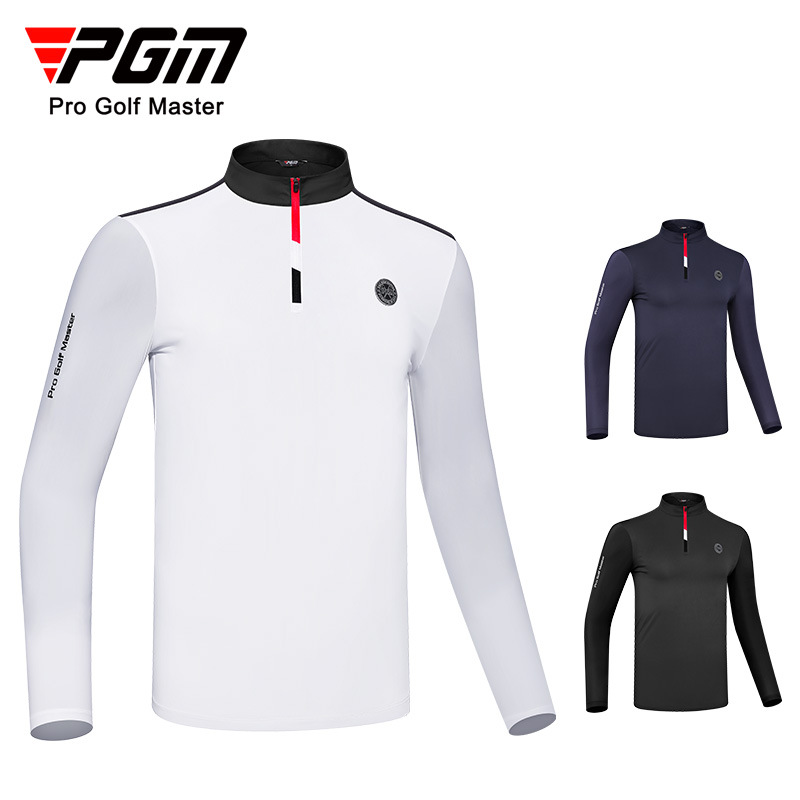 Golf Equipment For Sale - PGM ชุดเล่นกอล์ฟสำหรับผู้ชาย, เสื้อกีฬากันแดดผ้าไอซ์ซิลค์ใส่ในฤดูร้อนเสื้อผู้ชายเสื้อยืดแขนยาว YF589ใส่เล่นกอล์ฟชุดกีฬา