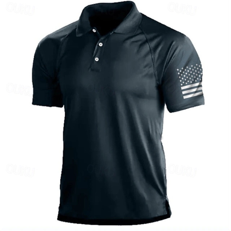 Golf Equipment For Sale - 3D พิมพ์ USA Flag รูปแบบเสื้อโปโลผู้ชาย Vintage