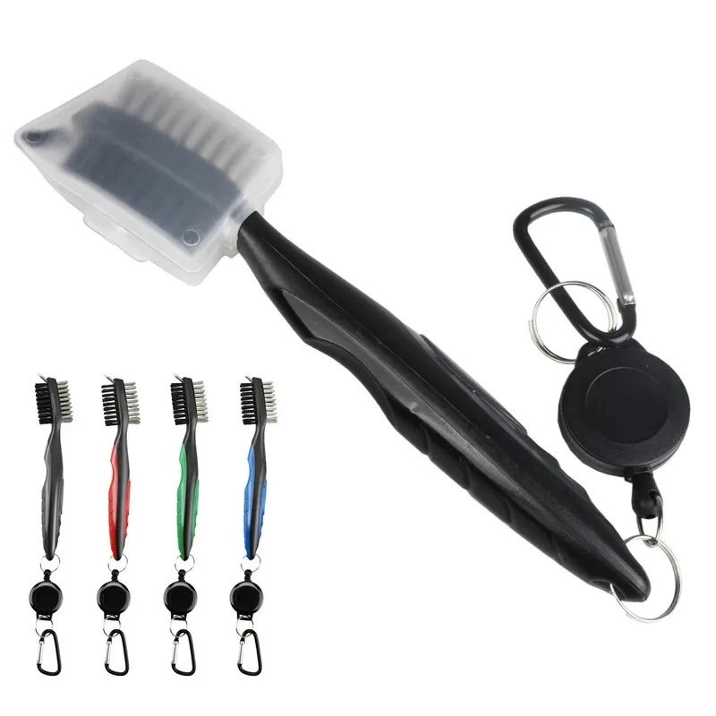Golf Equipment For Sale - แปรงทำความสะอาดร่องไม้กอล์ฟ 1/2/3 ชิ้น แบบยืดหดได้ ขนแปรงไนลอนสองด้าน พร้อมห่วงอลูมิเนียมสำหรับแขวน